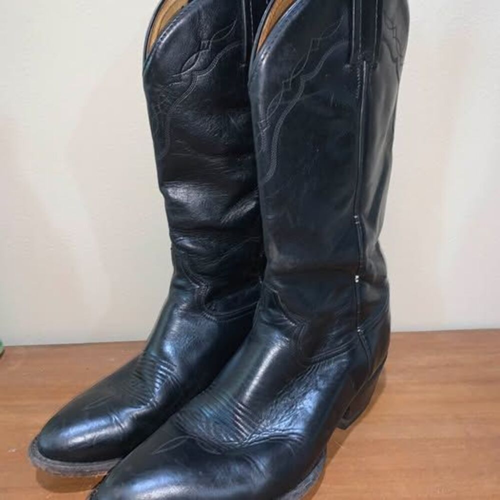Black Leather Cowboy Boots 6 - Picture 3 of 5